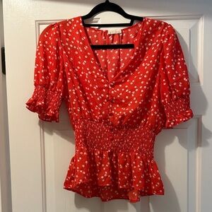 Red Floral Women's Top